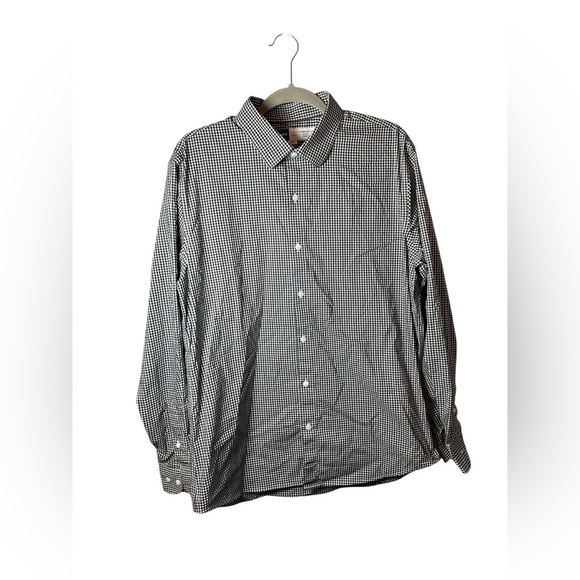 Old Navy Pro Signature Shirt Men’s L Slim Fit Black White Gingham Go-Dry - Picture 1 of 5